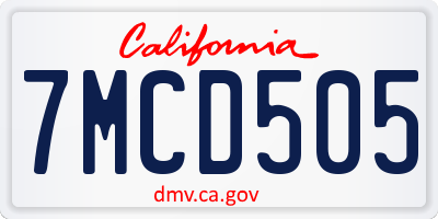 CA license plate 7MCD505