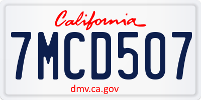 CA license plate 7MCD507