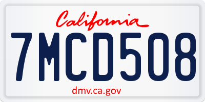 CA license plate 7MCD508