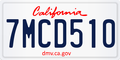 CA license plate 7MCD510