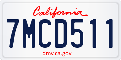 CA license plate 7MCD511