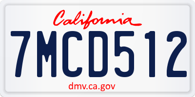 CA license plate 7MCD512