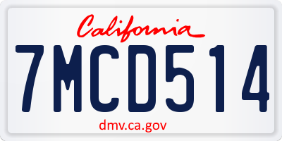 CA license plate 7MCD514
