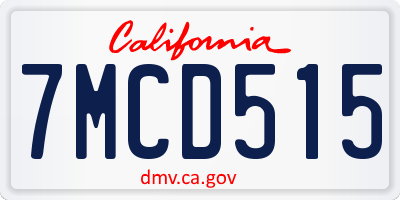 CA license plate 7MCD515