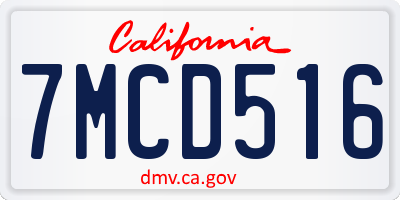 CA license plate 7MCD516
