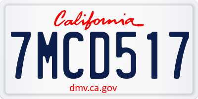 CA license plate 7MCD517