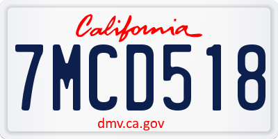 CA license plate 7MCD518