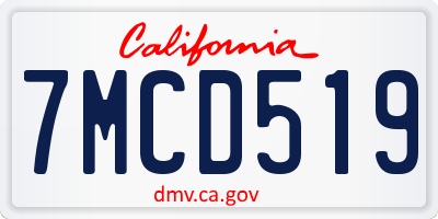 CA license plate 7MCD519