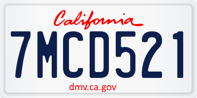 CA license plate 7MCD521