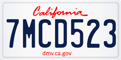 CA license plate 7MCD523