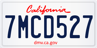 CA license plate 7MCD527