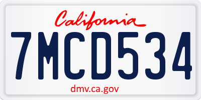 CA license plate 7MCD534