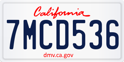 CA license plate 7MCD536