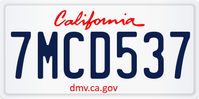 CA license plate 7MCD537