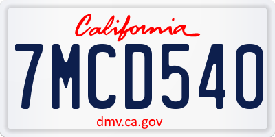 CA license plate 7MCD540