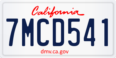 CA license plate 7MCD541