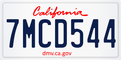 CA license plate 7MCD544