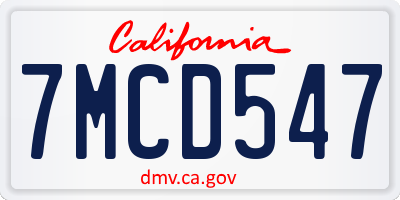 CA license plate 7MCD547