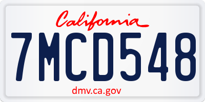 CA license plate 7MCD548