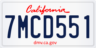 CA license plate 7MCD551