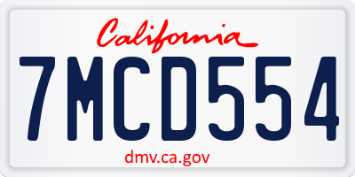 CA license plate 7MCD554