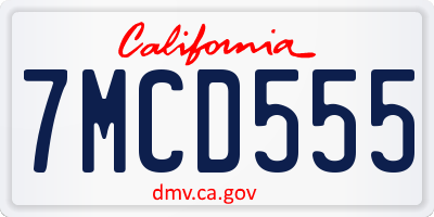 CA license plate 7MCD555