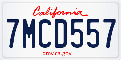 CA license plate 7MCD557