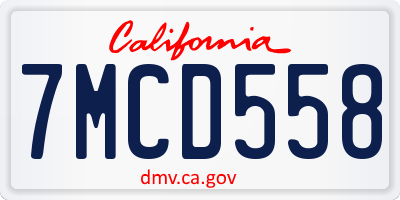 CA license plate 7MCD558