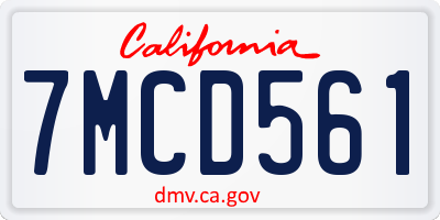 CA license plate 7MCD561