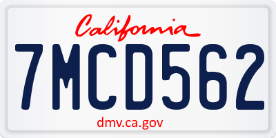 CA license plate 7MCD562
