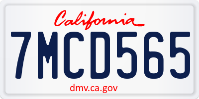 CA license plate 7MCD565