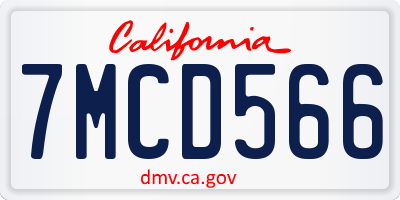 CA license plate 7MCD566