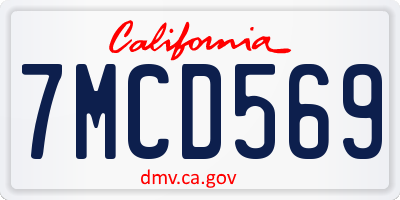 CA license plate 7MCD569