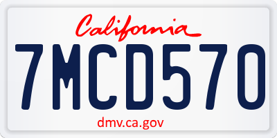 CA license plate 7MCD570