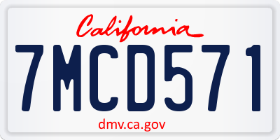 CA license plate 7MCD571