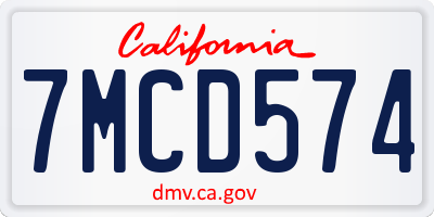CA license plate 7MCD574