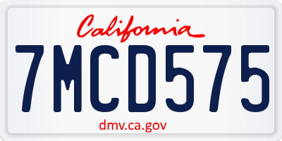 CA license plate 7MCD575