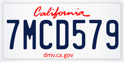 CA license plate 7MCD579