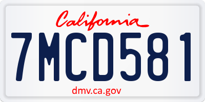 CA license plate 7MCD581