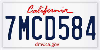 CA license plate 7MCD584