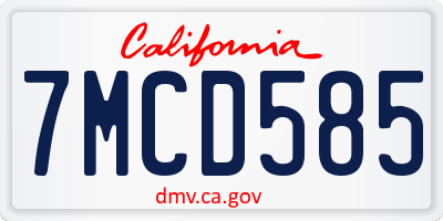 CA license plate 7MCD585
