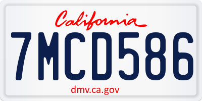 CA license plate 7MCD586