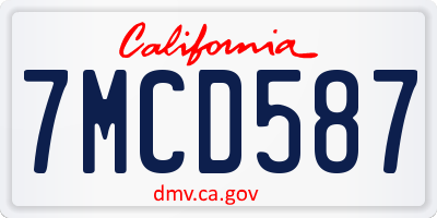 CA license plate 7MCD587
