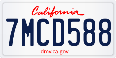 CA license plate 7MCD588