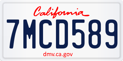 CA license plate 7MCD589