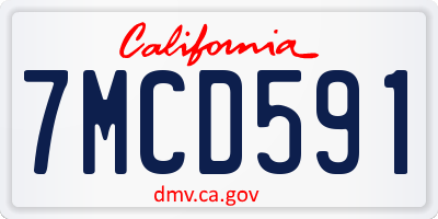 CA license plate 7MCD591