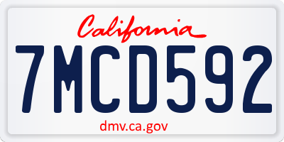 CA license plate 7MCD592