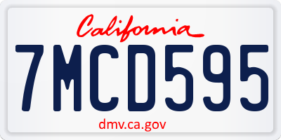 CA license plate 7MCD595