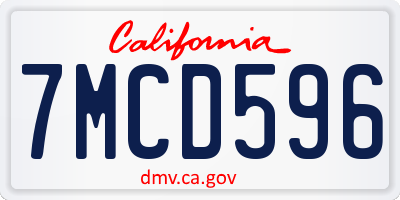 CA license plate 7MCD596