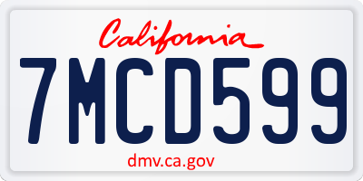 CA license plate 7MCD599